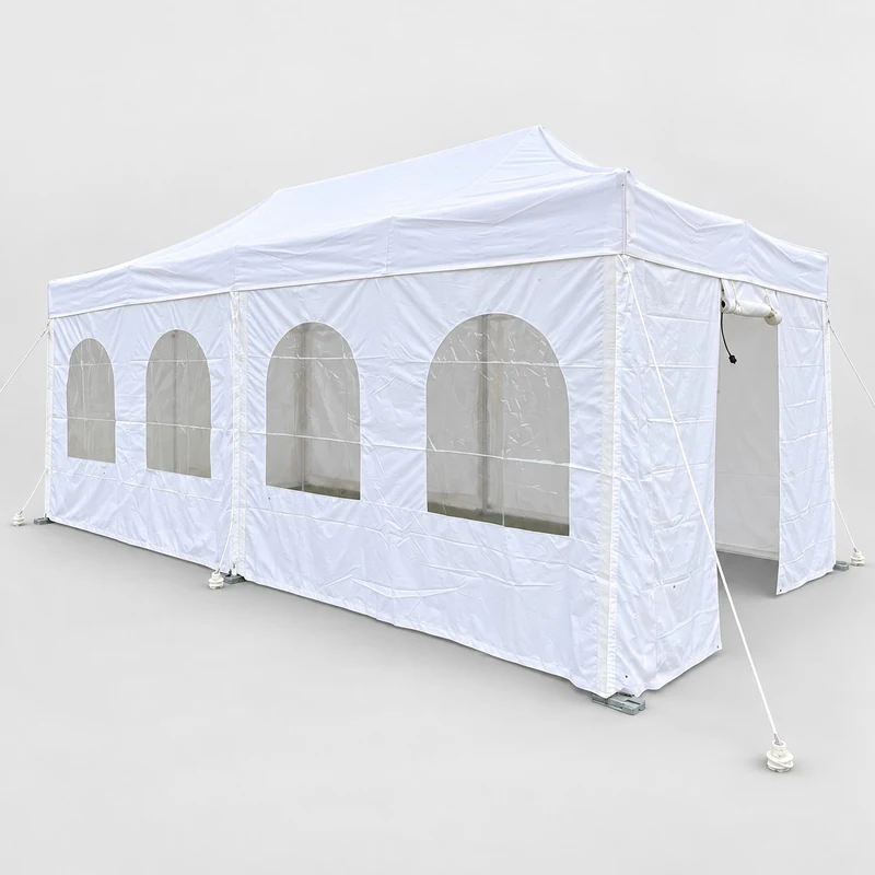 1x Seitenwand 3x6 m mit Fenster, weiß